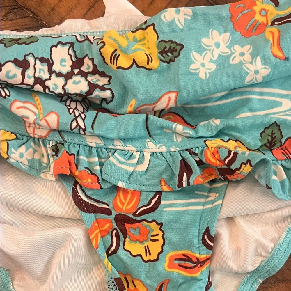 Turquoise Floral Ruffle Bikini Set - Picture 4 of 9